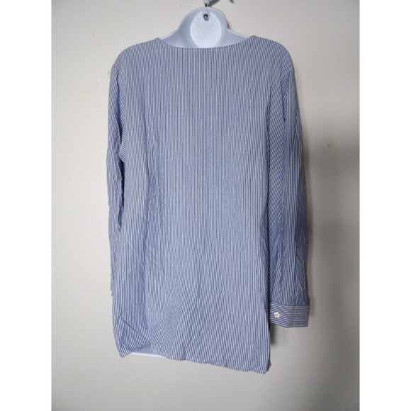Daisy Fuentes 1X Top Shirt Tunic Hi Low Blue White Stripes Plus Cottage Core - Picture 12 of 12